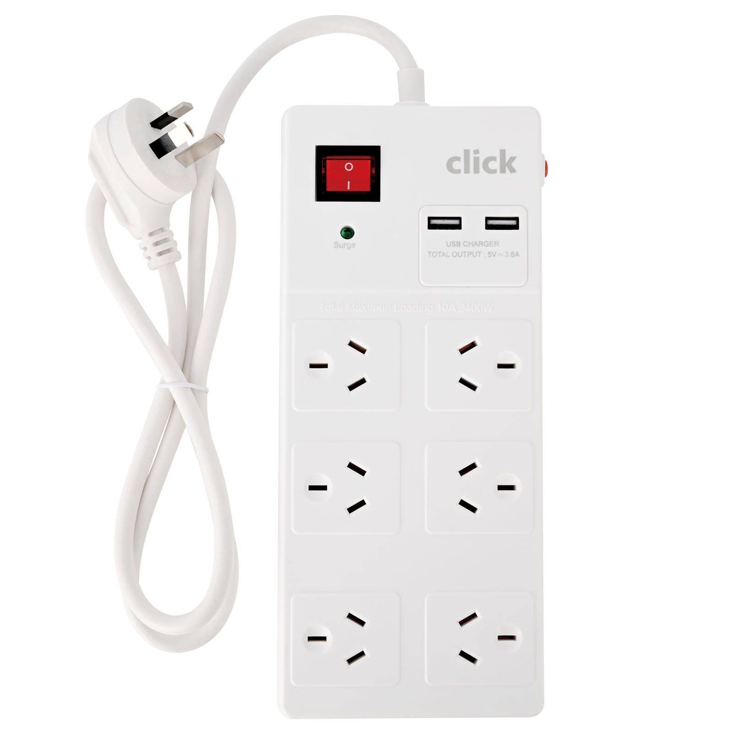 Click Power Board - 6 Outlet - 90cm