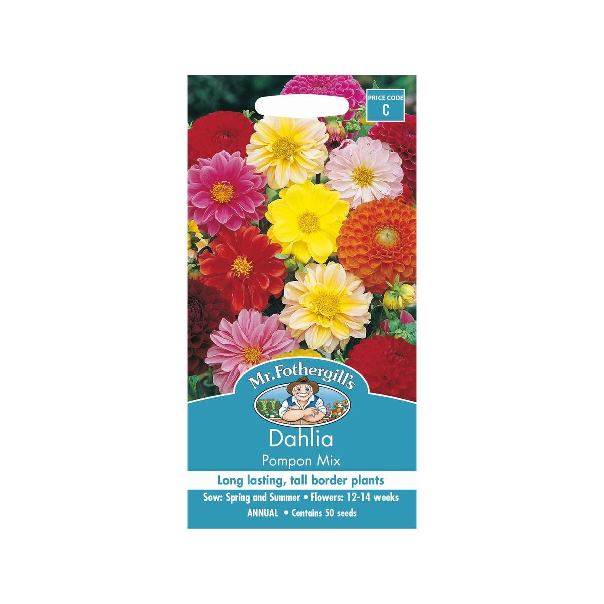 Mr Fothergill S Dahlia Pompon Mix Seeds - 75mm - Easy To Grow - Colourful