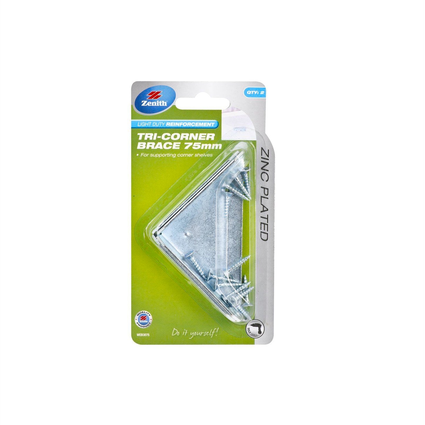 Zenith Tri Corner Brace - 75mm - 2 Pack