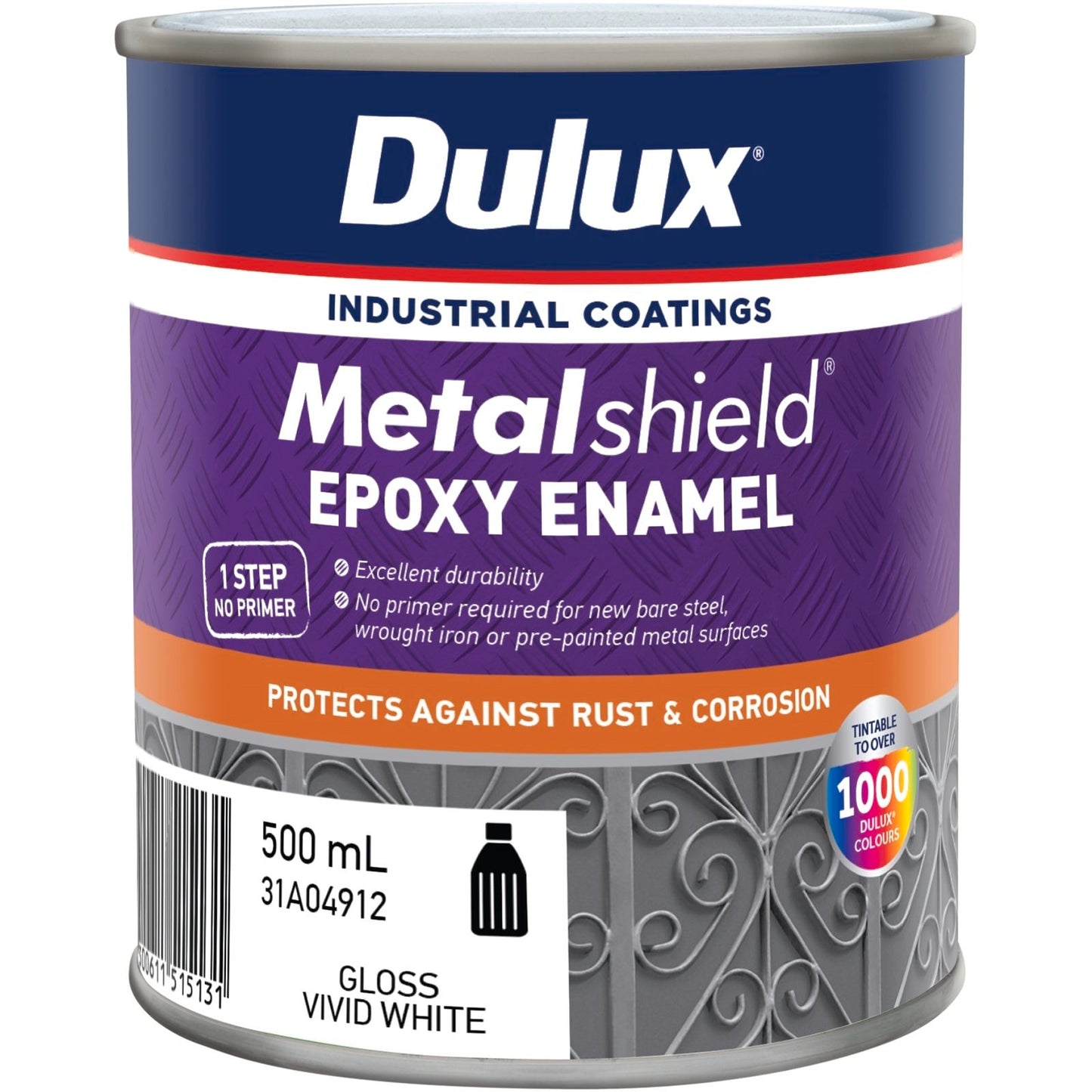 Dulux Metalshield Epoxy Enamel Gloss Paint - 500ml - Vivid White