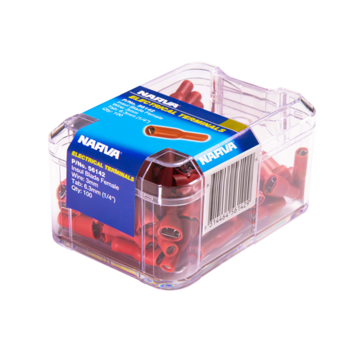 Narva Red Double Crimped Female Blade Terminal 2.5-3mm 100 Pack