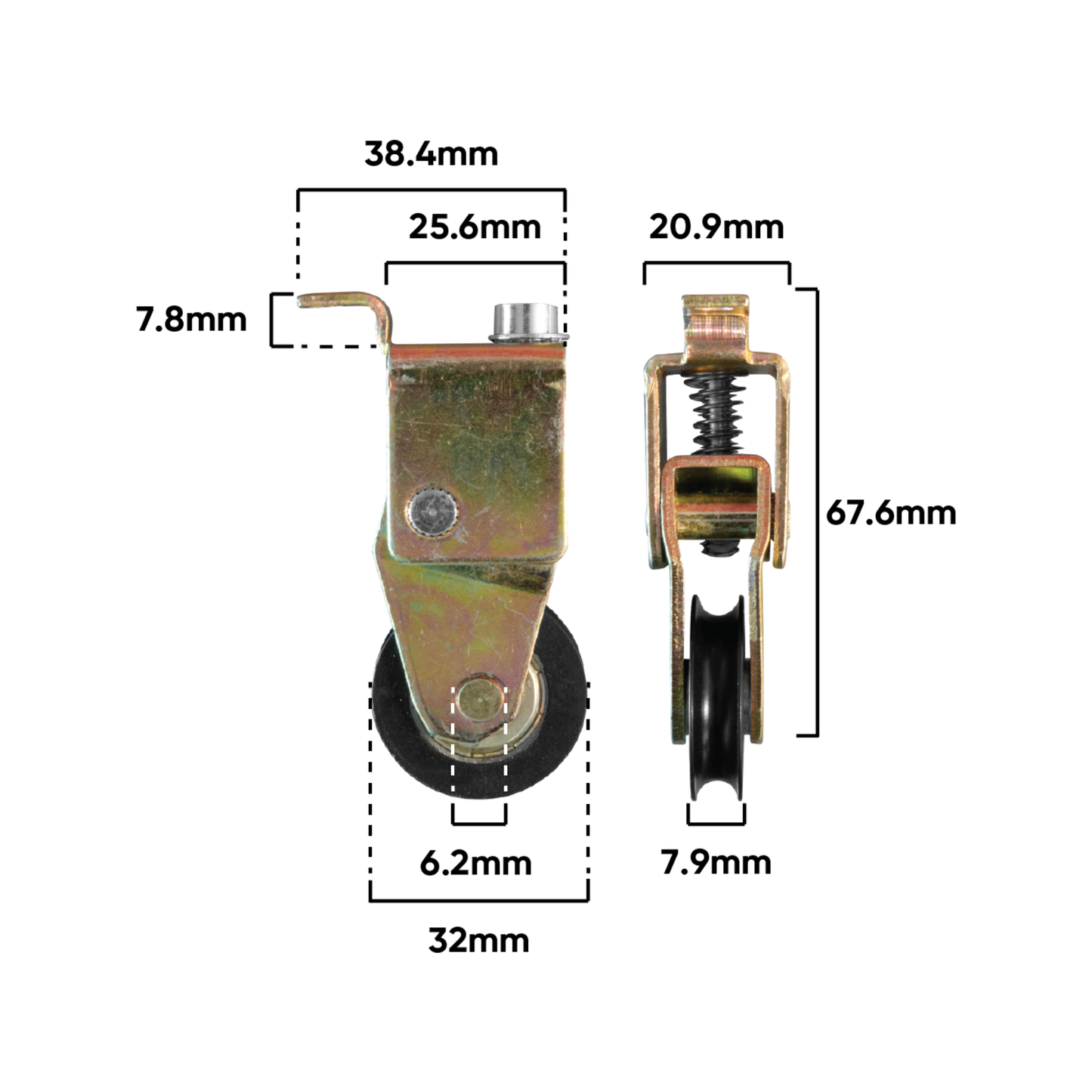 Rolltrak Adjustable Steel Carriage - Acetal Roller - 48mm