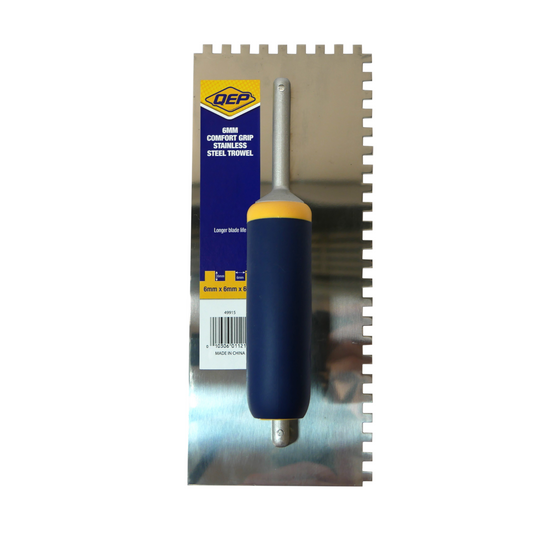 Qep Square Notch Trowel - 6mm - Stainless Steel - 280 x 115mm