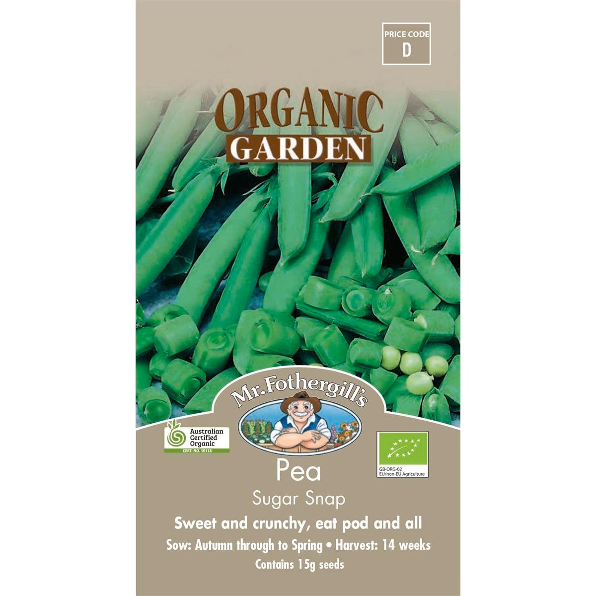 Mr Fothergill Sugar Snap Pea Seeds - 14 Weeks - Organic - Easy to Grow
