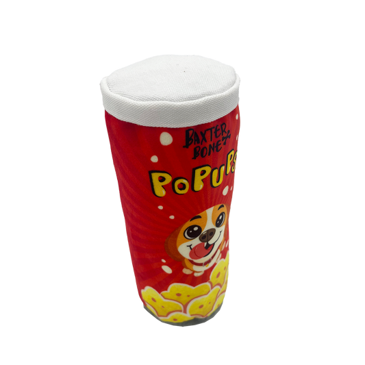 Baxter Bone Pop Ups Chips Can Plush Pet Toy - Red