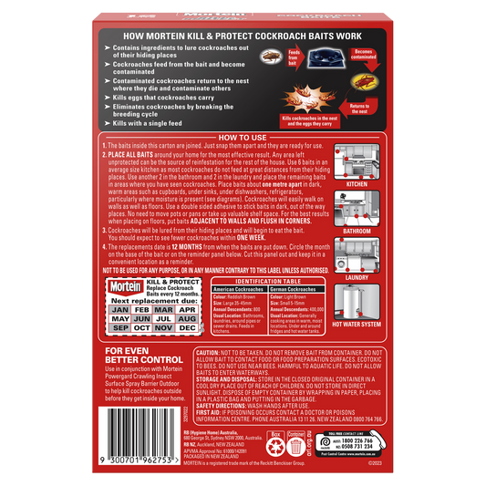 Mortein Kill and Protect Cockroach Baits - 12 Pack
