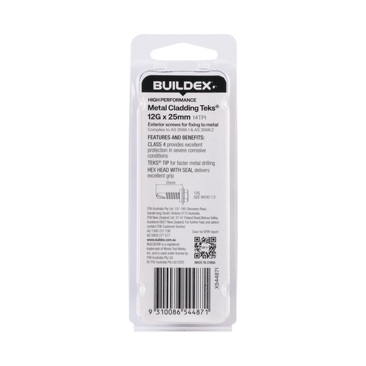 Buildex Cladding Fencing Teks Screws - 12g x 25mm - 10 Pack