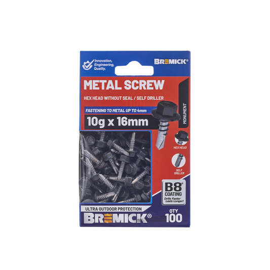Bremick MO Metal Hex Screw - 10g x 16mm - 100 Pack