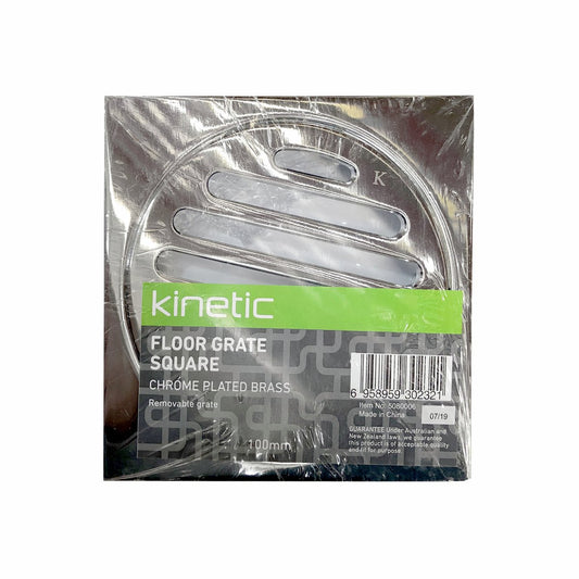 Kinetic 100mm Chrome Brass Square Floor Grate - Modern Design - Durable