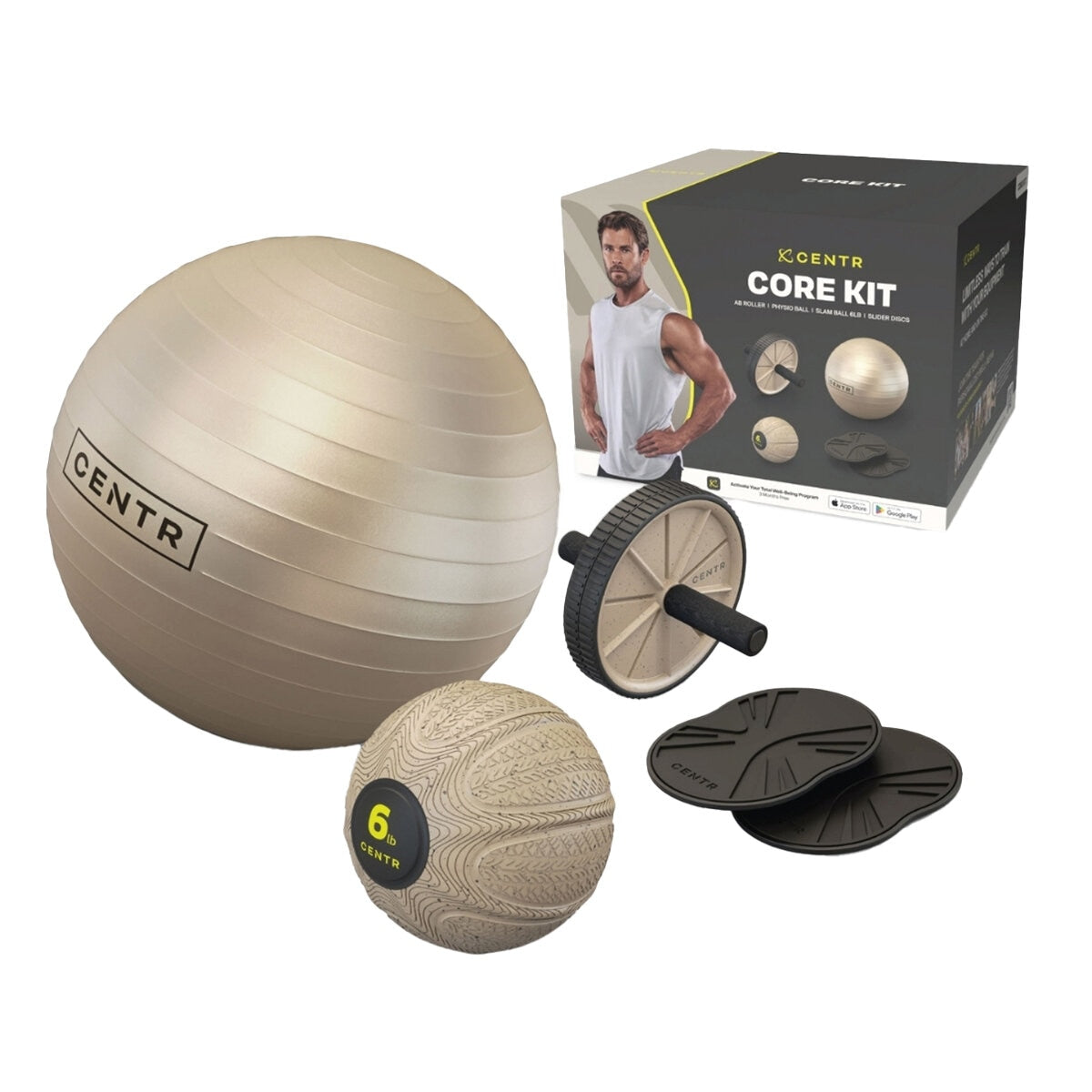 Centr Core Kit Physio Ball Slam Ball Black Compact 65cm 2.7kg