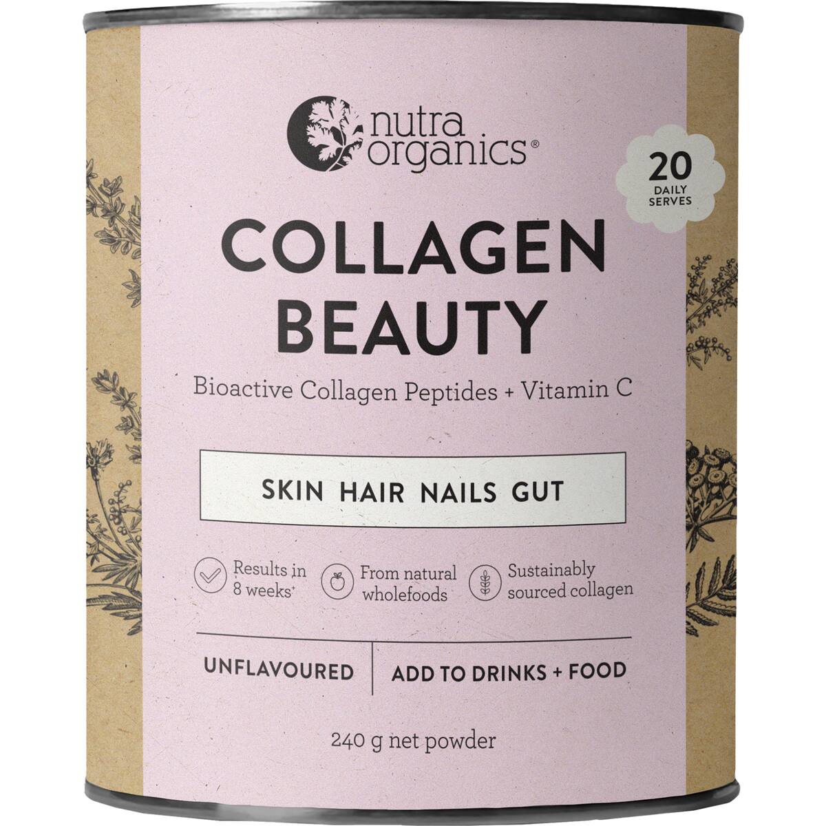 Nutra Naturals Collagen Beauty Skin Hair Nails Gut Unflavoured 240g