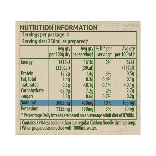 Continental Chicken Noodle Salt Reduced Soup Serves 4 - 40g