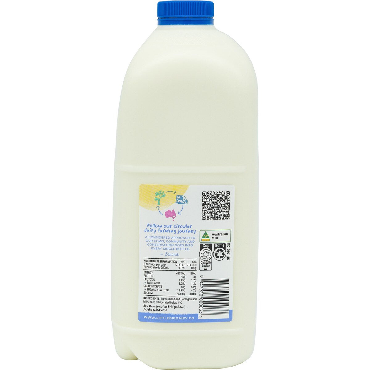 The Little Big Dairy Company Less Cream Milk 2l