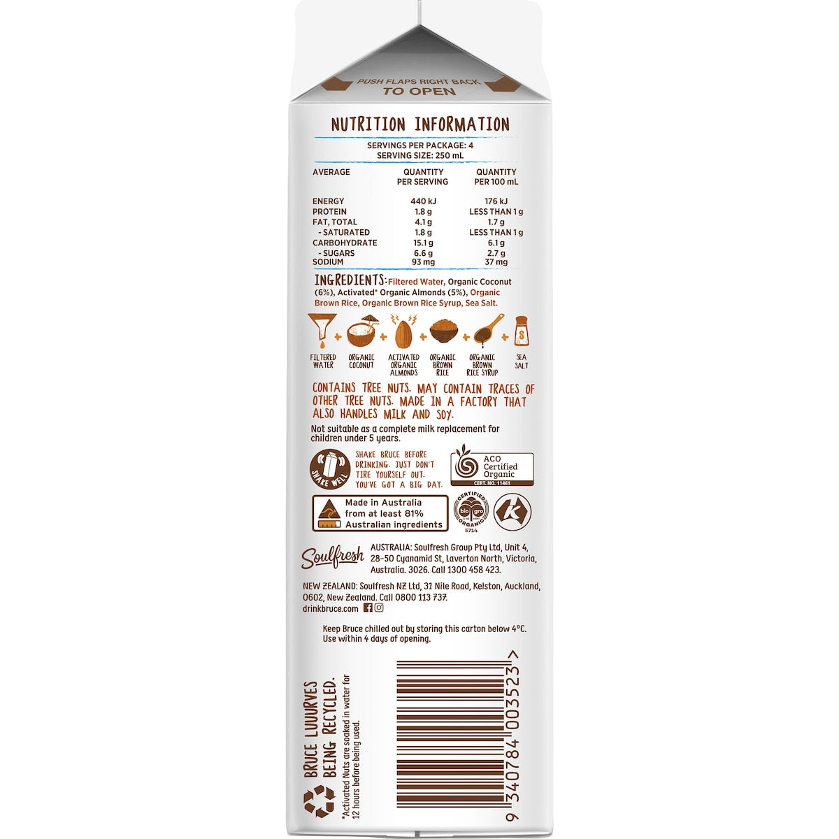 Nutty Bruce Organic Almond Coconut Plant Milk 1l