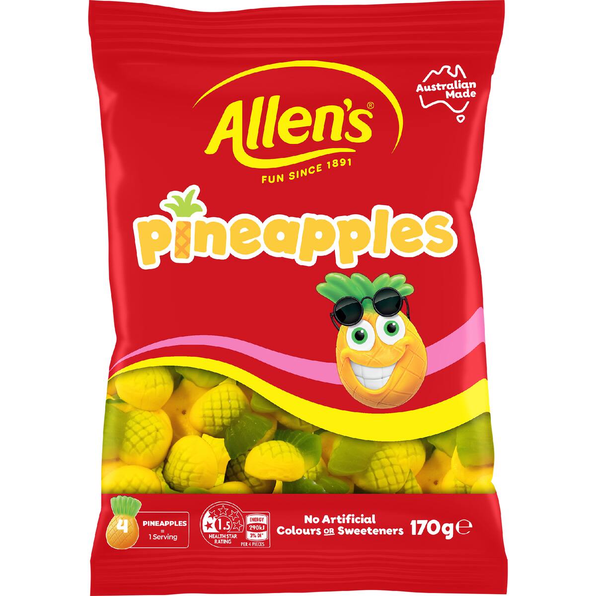 Allen's Pineapples Jelly Lollies Bag 170g