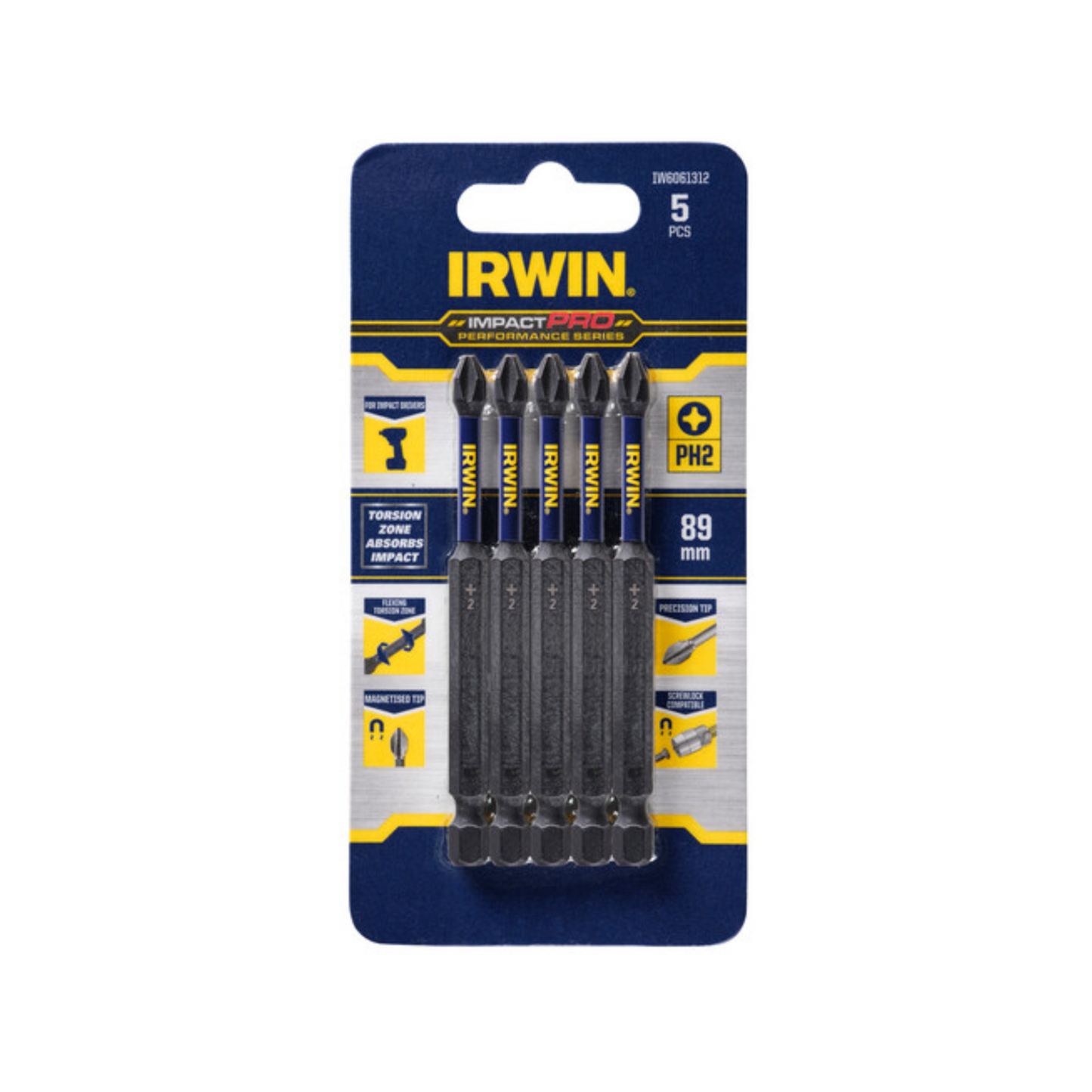 Irwin Impact Pro Performance Bits 89mm PH2 5 Pack