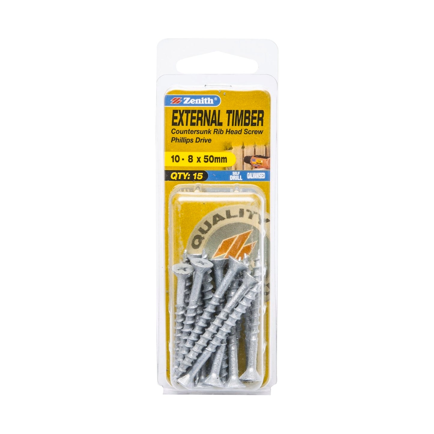 Zenith Timber Screws - 8 x 50mm - 15 Pack