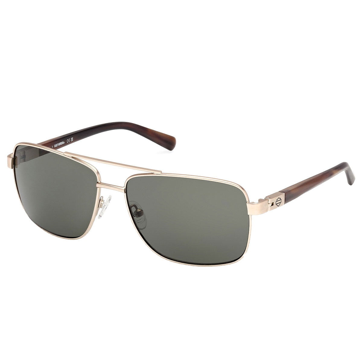 Harley Davidson HD00018 Navigator Sunglasses Gold Metal Green 61mm