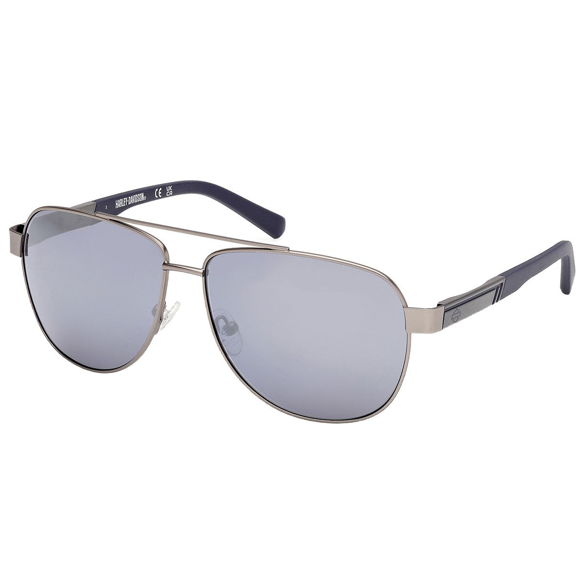Harley Davidson HD00021 11X Men's Pilot Sunglasses Blue Mirror Metal Matte