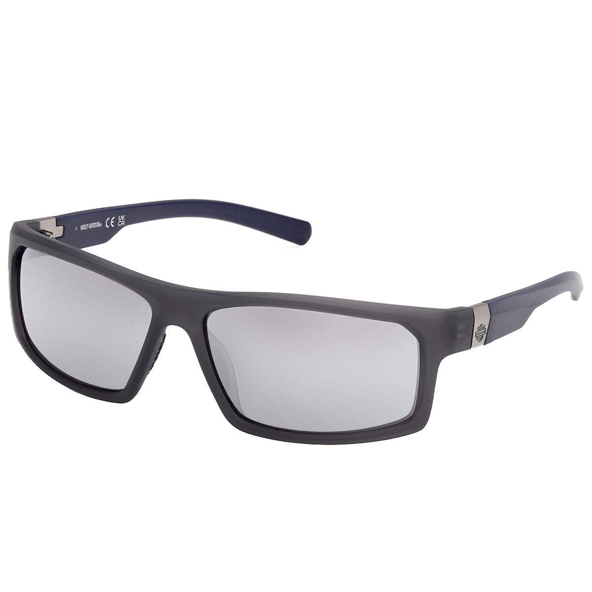 Harley Davidson Men's HD00023 Sunglasses Grey Injected Blue Mirror
