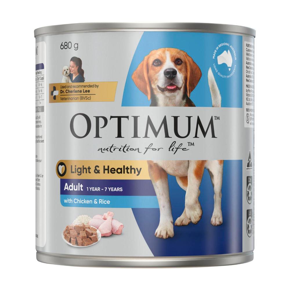 Optimum Adult Weight Control Wet Dog Food With Chicken & Rice Can - 680g