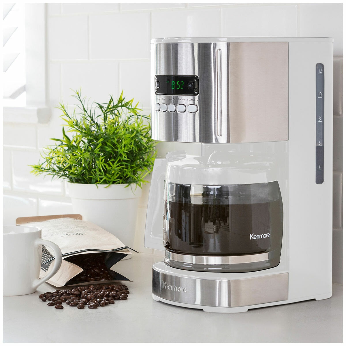Kenmore Programmable 12 Cup Drip Coffee Maker KKCM12WAU White