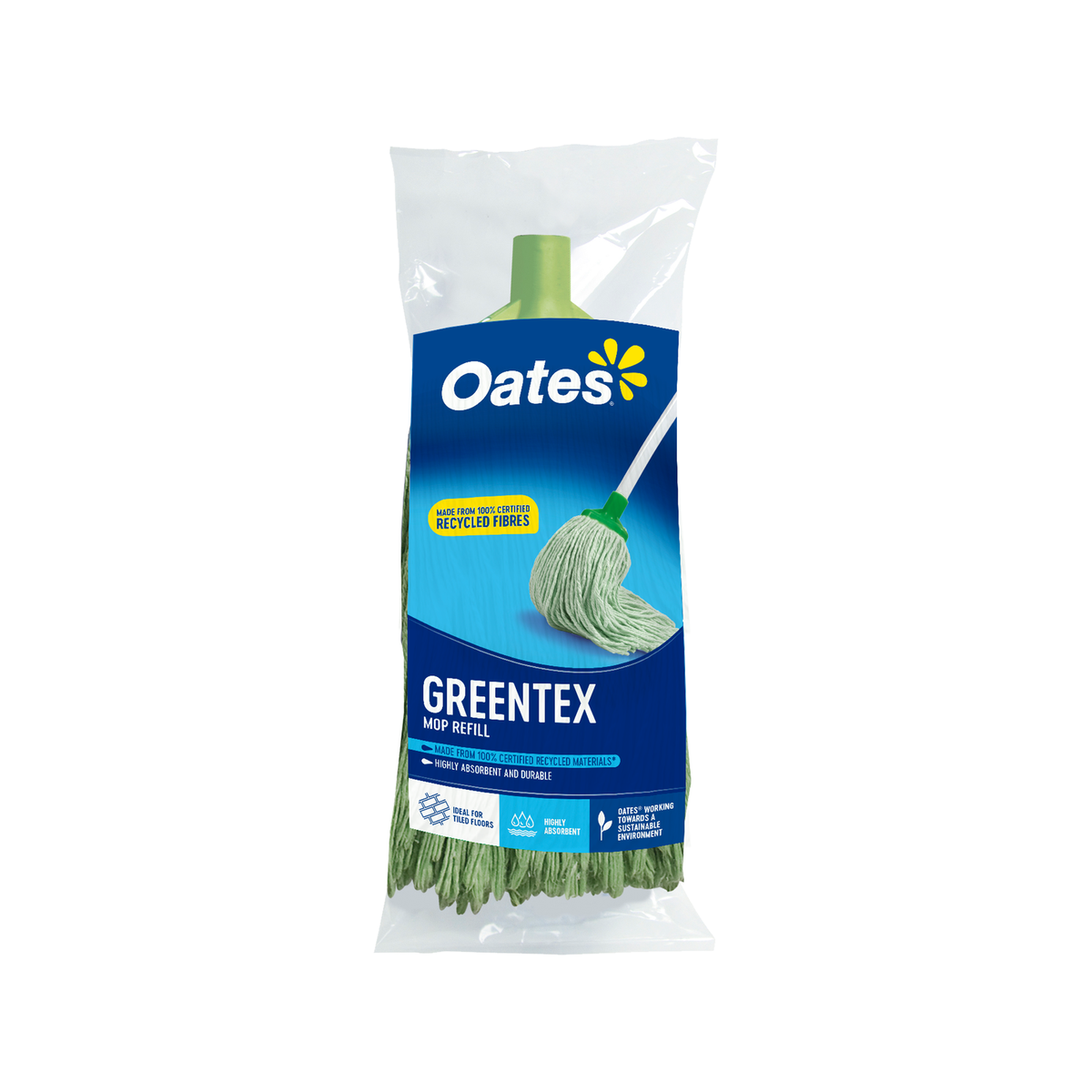 Oates Greentex Mop Refill - 300g - Green PET - Highly Absorbent