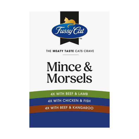 Fussy Cat Grain Free Twice as Tasty Adult Wet Cat Food Mince & Morsels 12x80gm - 12 pack