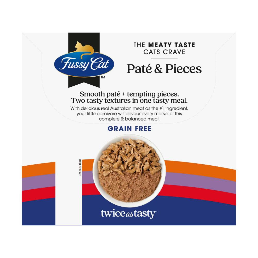 Fussy Cat Grain Free Twice as Tasty Adult Wet Cat Food Pate & Pieces 12x80gm - 12 pack
