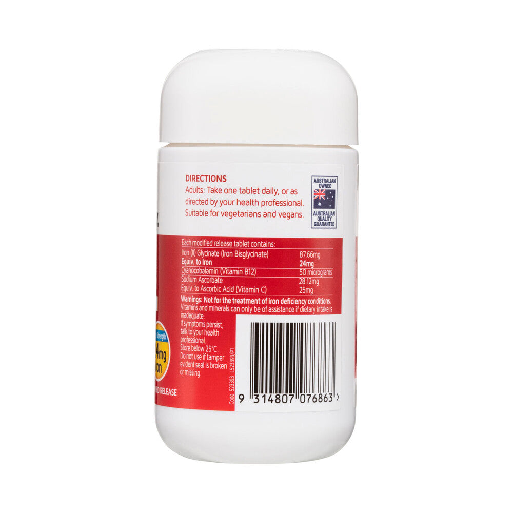 Nature's Way High Strength Iron +vitamin C & B12 Tablets - 30 Pack