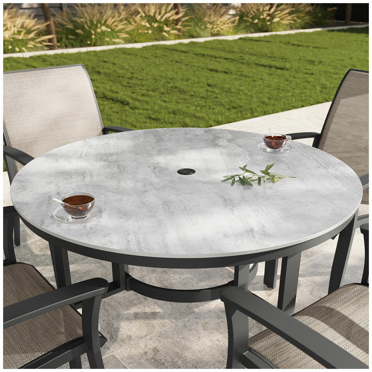Agio Clearfield 5-Piece Sling Dining Set Black Stone Top