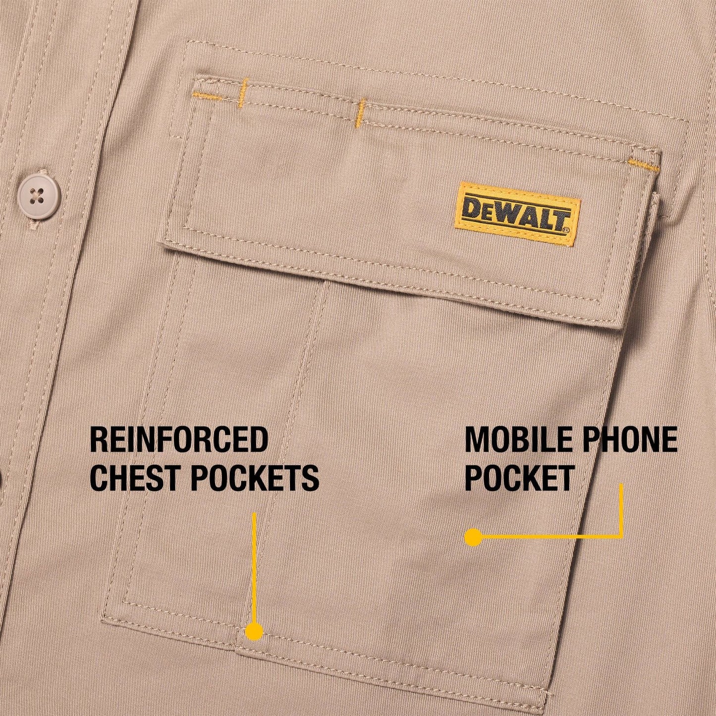 DEWALT Khaki Basalt Short Sleeve Button Up Shirt - M