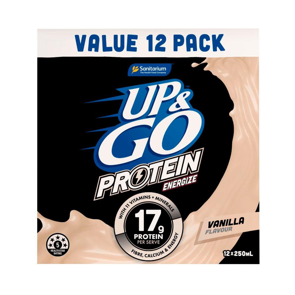 Sanitarium Up&go Protein Energize Liquid Breakfast Vanilla 12x250ml - 3L