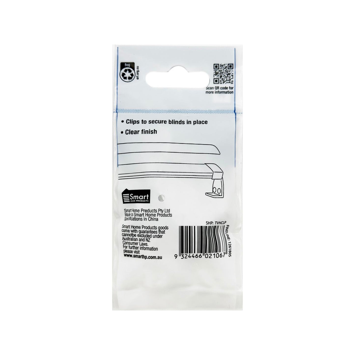 Windoware Venetian Blind Hold Down Clip - 2 Pack - Clear