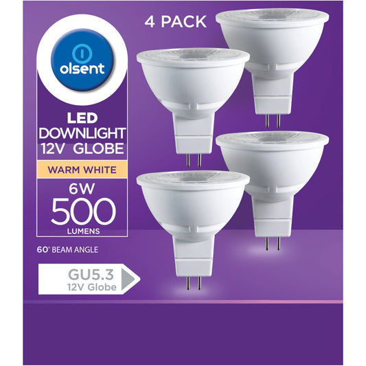 Olsent Led Gu5.3 Mr16 6w 500lm Ww 60 4 Pack