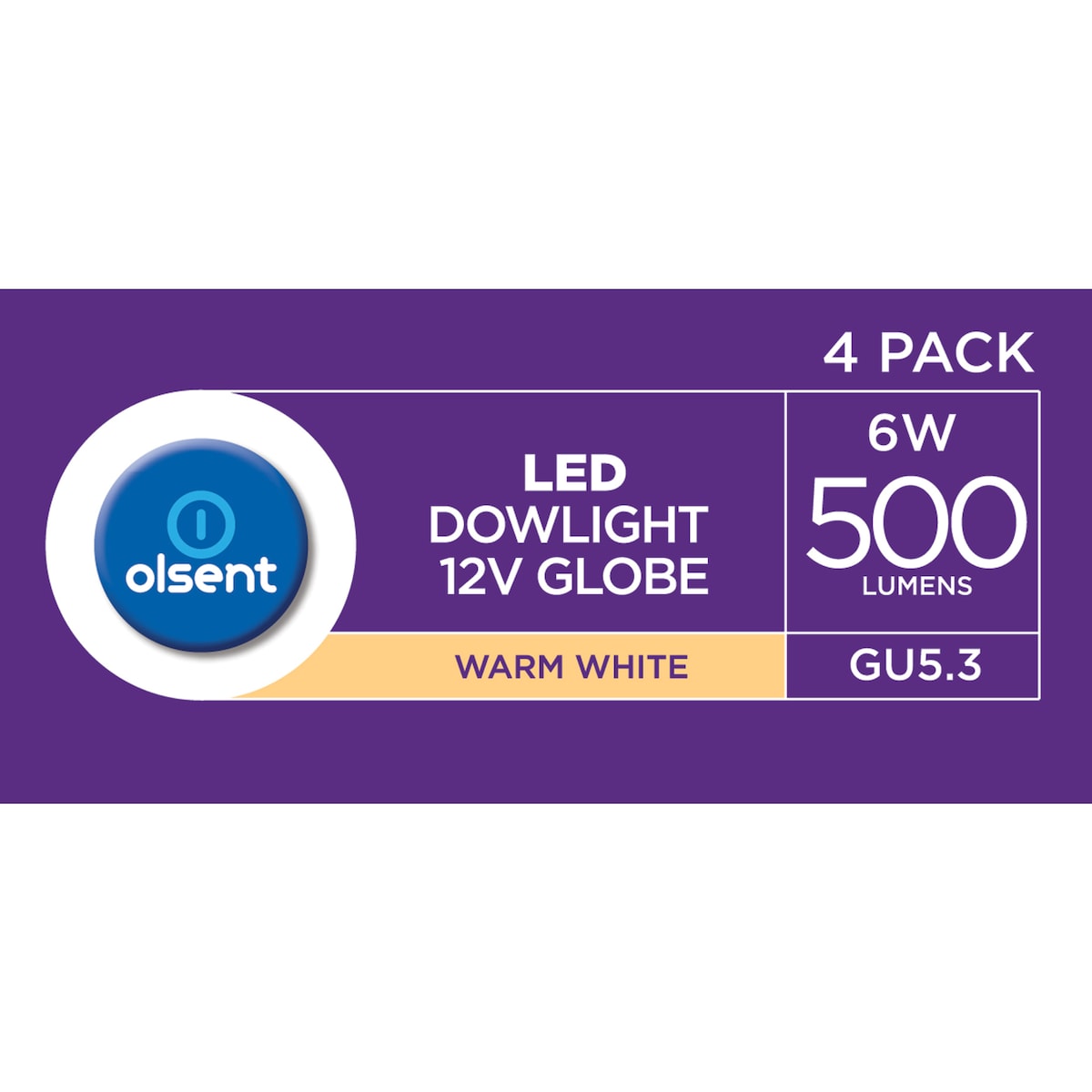 Olsent Led Downlight Globe Gu5.3 6.0w 500lm Warm White 4 Pack