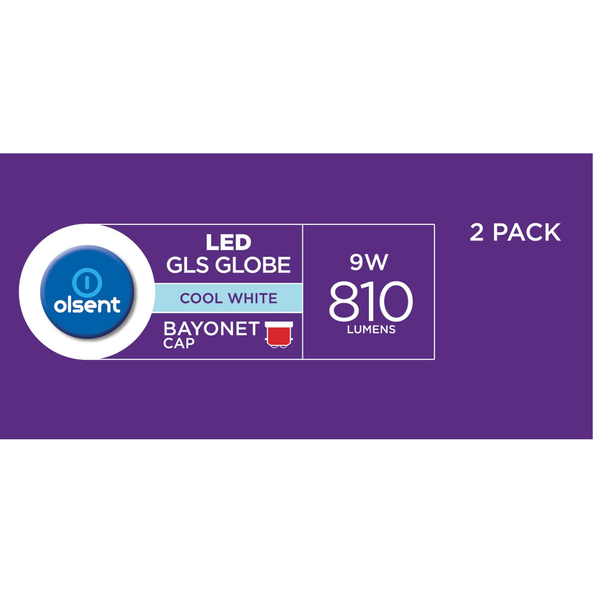 Olsent Led Gls Bc 9w 810lm Cw 2 Pack
