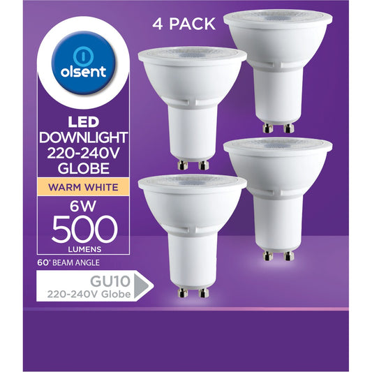 Olsent Led Gu10 6w 500lm Ww 60 3000k 60 4 Pack