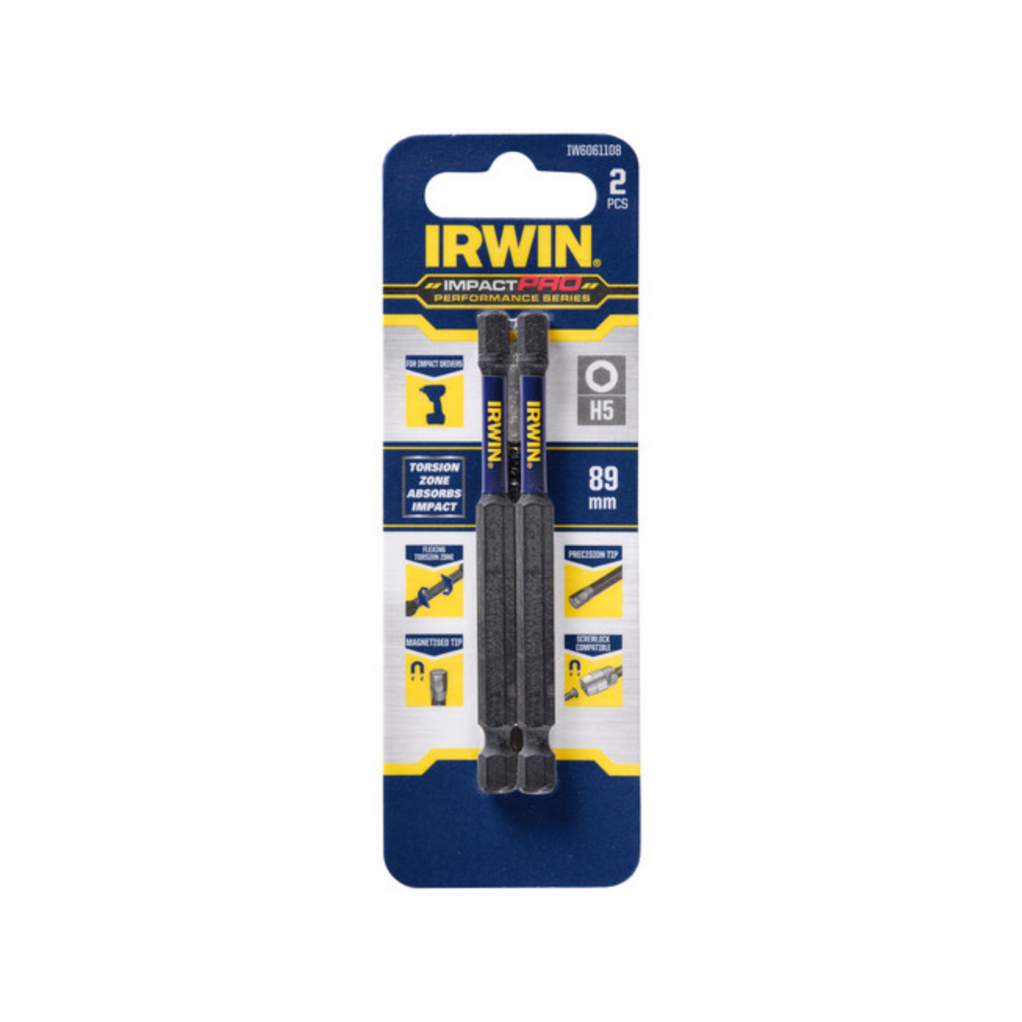 Irwin Impact Pro Performance Bits 89mm H5 2 Pack
