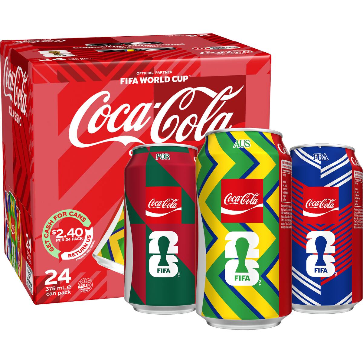 Coca-cola Classic Soft Drink Cans 375ml X 24 Pack