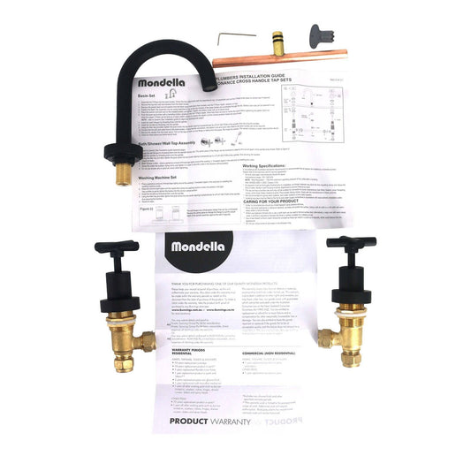 Mondella Black Matte Resonance Basin Set - 1/2 Turn - 245 x 160mm
