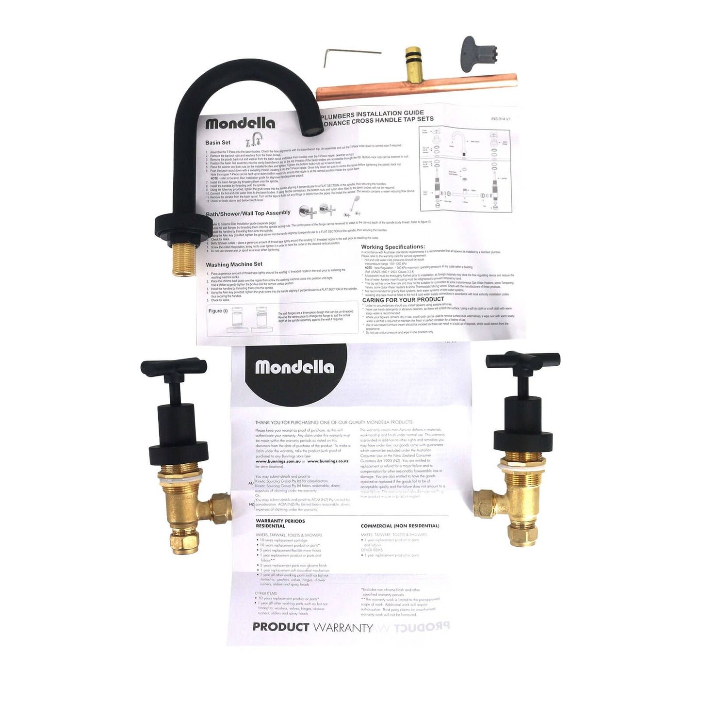 Mondella Black Matte Resonance Basin Set - 1/2 Turn - 245 x 160mm