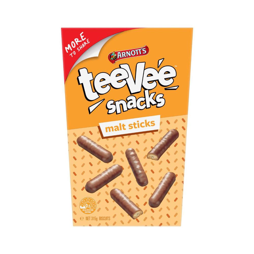 Arnott's Teevee Snacks Value Pack Biscuits Malt Sticks - 315g