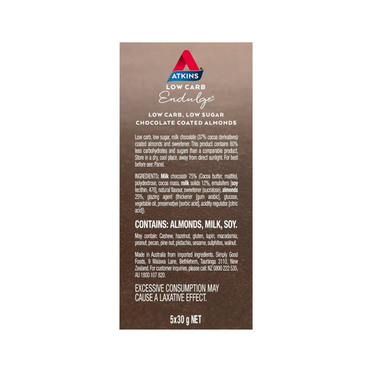 Atkins Low Carb Endulge Chocolate Coated Almonds 5x30g - 150g