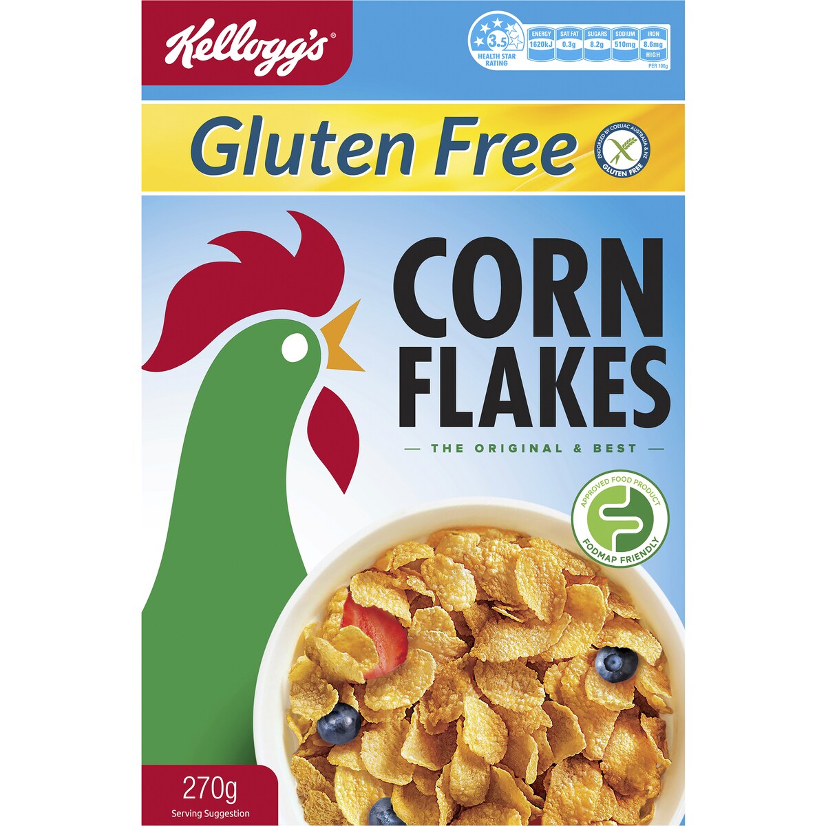 Kellogg's Corn Flakes Gluten Free Breakfast Cereal 270g