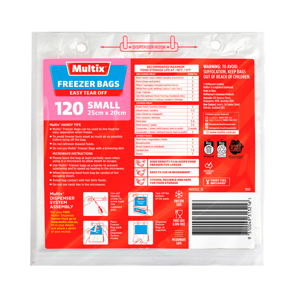 Multix Small Freezer Bags - 120 pack