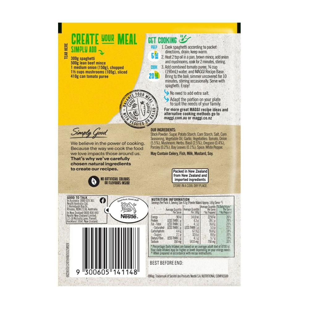 Maggi Dry Recipe Base Bolognese Tomato& Herb - 26g