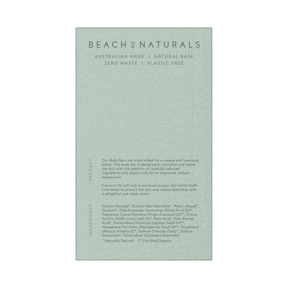 Beach Road Naturals Organic Coconut & Lime Castile Body Bar - 150g
