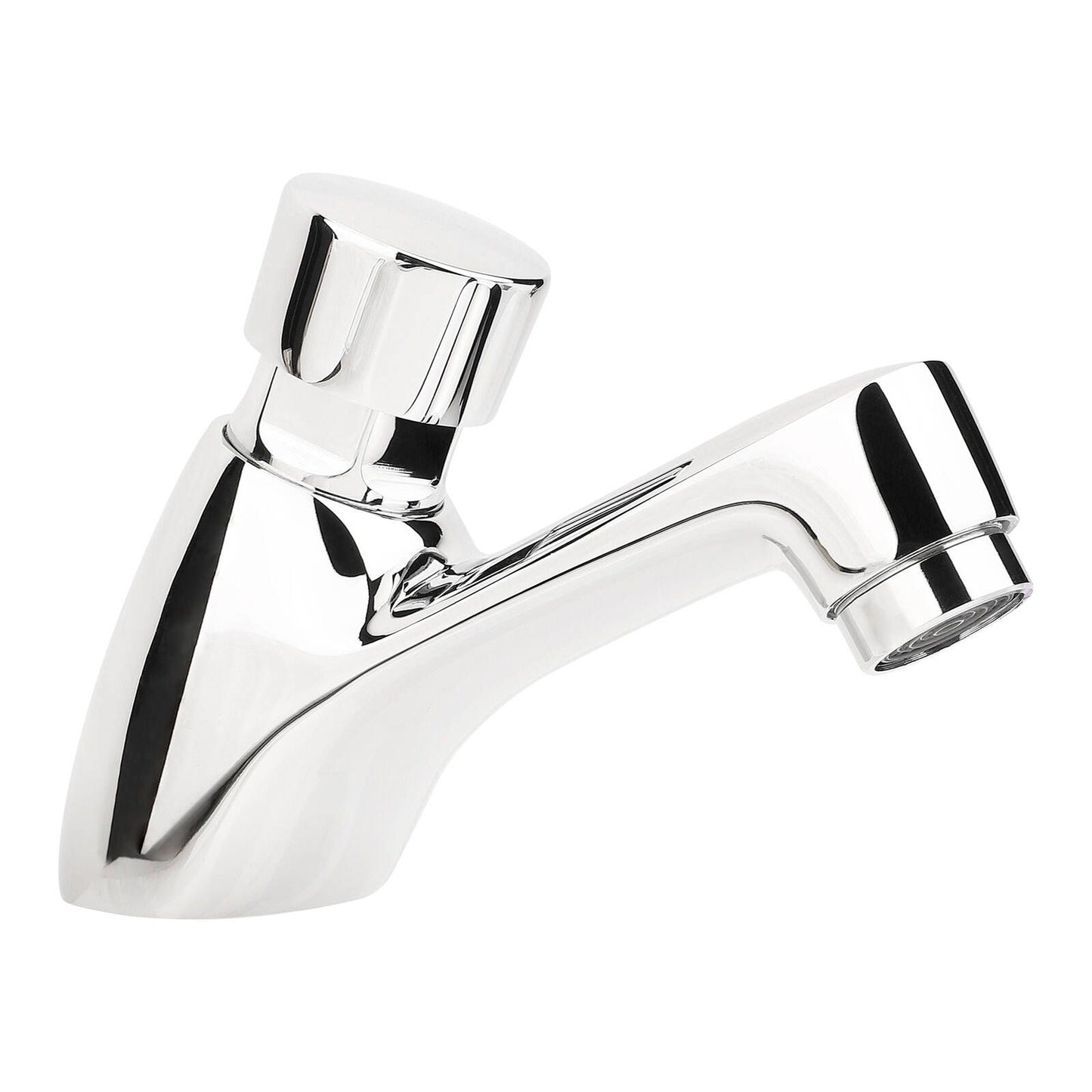 Shaw Mason Chrome Timed Push Button Basin Pillar Tap - 165 x 155mm