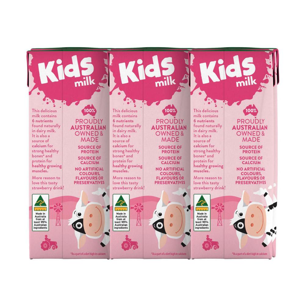 Australias Own Strawberry Kids Milk 200ml - 6 pack